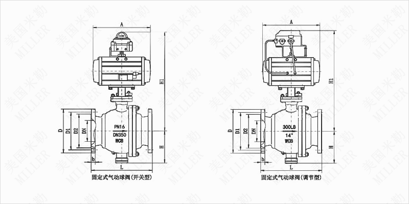 进口气动固定式球阀外形尺寸