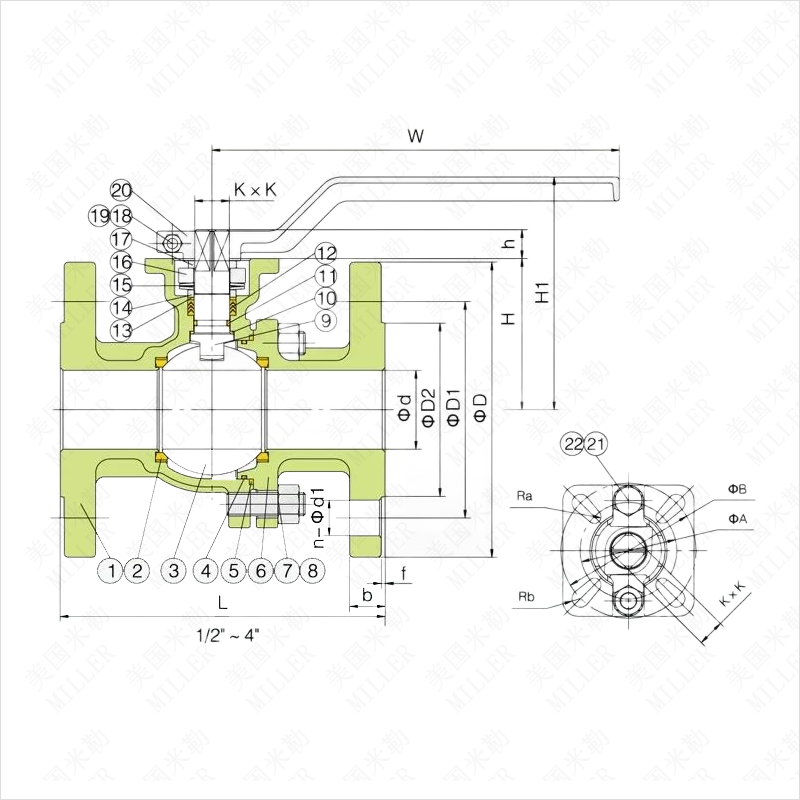 进口氨用球阀连接尺寸