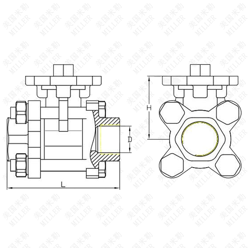 进口气动调节球阀连接尺寸图